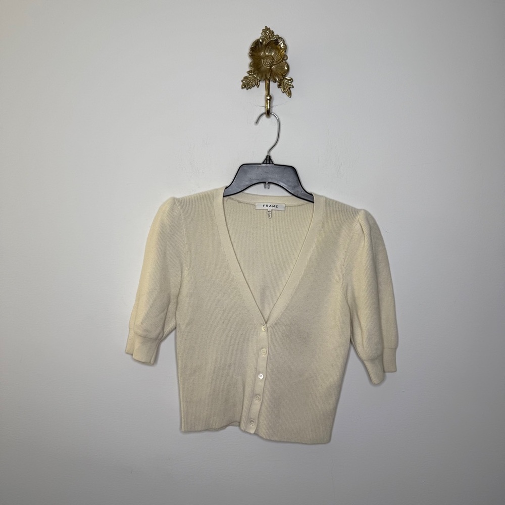 Frame Denim Jocelyn Puff-Sleeve Cardigan S
